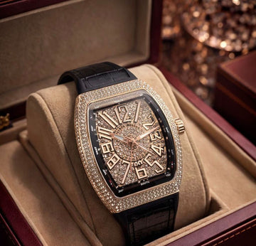 Franck Muller Luxury Diamond Tonneau Rose Gold Watch